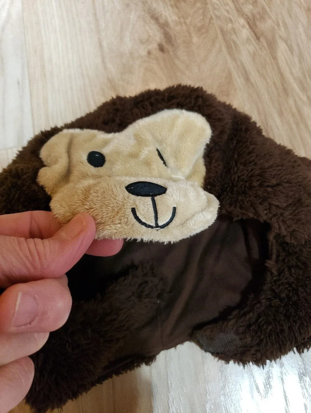 Brown Plush Fluffy Easy On Monkey Body Costume Matching Hat And Slippers 6-18 M